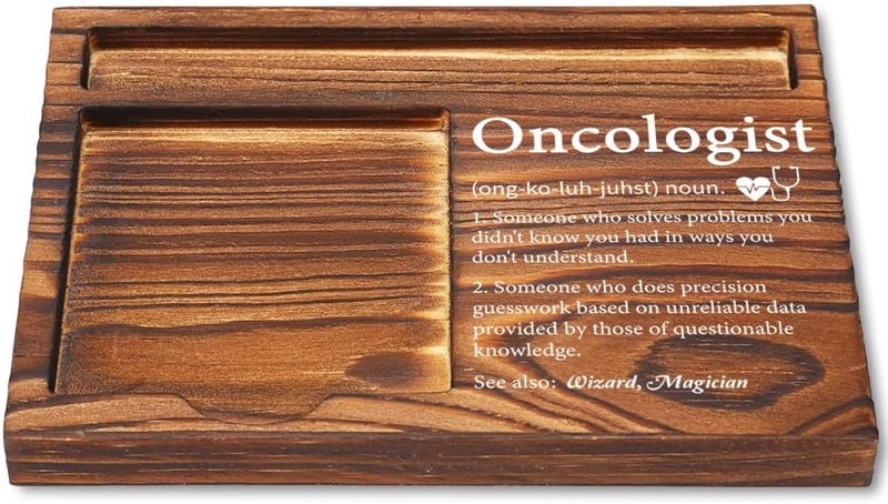 CWGOTC Oncologist Definition Sticky Note Holder, Thank You Appreciation Gifts for Oncology Doctors, Desk Accessories for Cancer Specialists and Medical Staff, Wooden Sticky Note Pad Holder YCB8 - Image 1